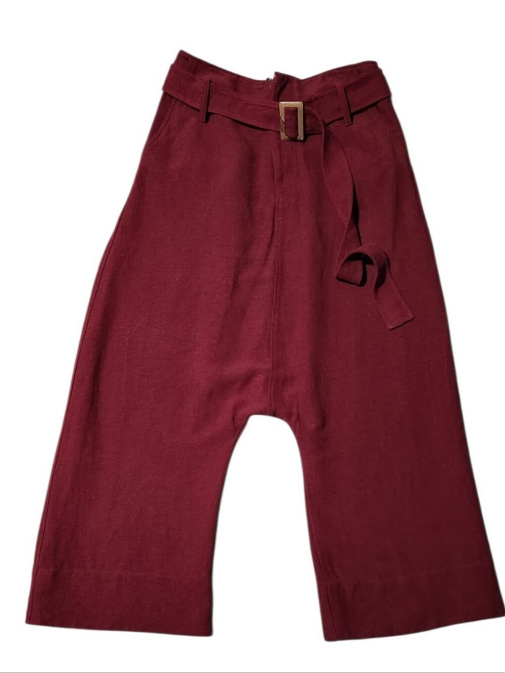 Caron Callahan Mali Pants in Syrah (Red) Cotton Linen Drop Crotch Harem Pants S